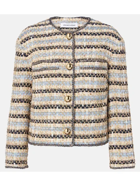 Geacă Veronica Beard din tweed albastru
