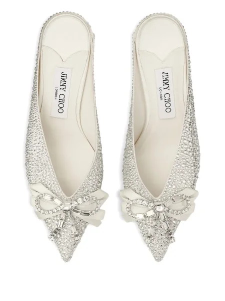 Papuci tip mules Jimmy Choo cu funde argintiu