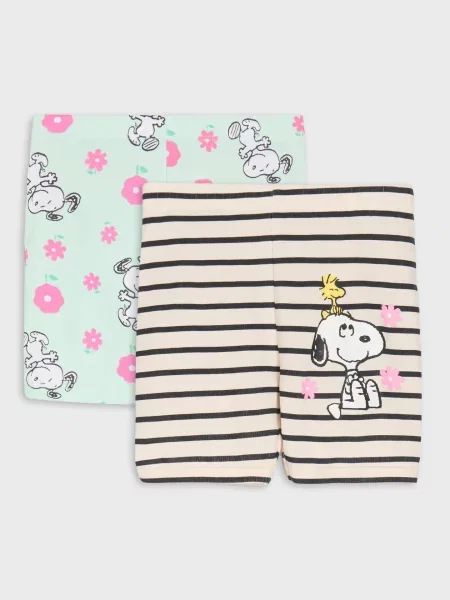 Sinsay Krátké legíny 2 pack Peanuts mentolová