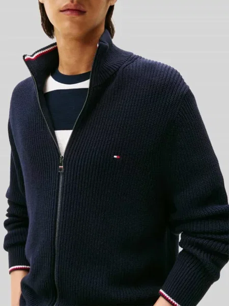 Kardigan rozpinany w kroju regular fit z czystej bawełny Tommy Hilfiger granatowy