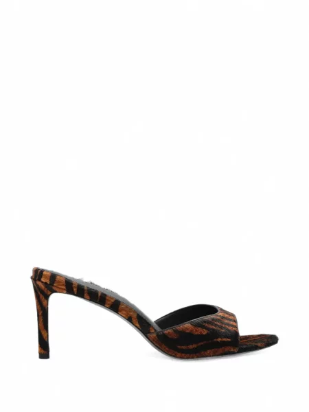 Sandale Black Suede Studio din piele de căprioară cu imagine cu dungi de tigru negru