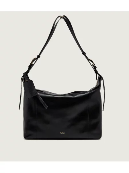 Furla Bőr válltáska Furla Ginevra L fekete