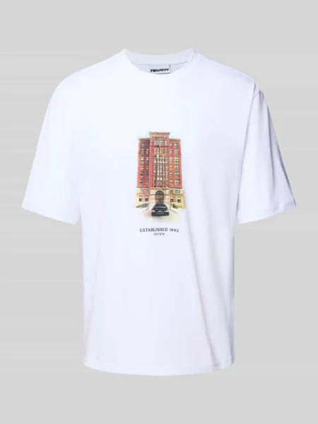 T-shirt z nadrukiem z logo Review biała