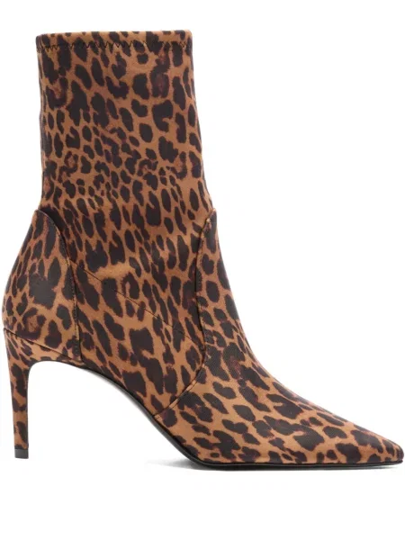 Botine Stuart Weitzman cu imagine cu model leopard maro