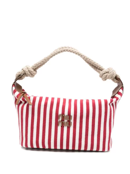 Geantă shopper Miu Miu cu dungi roșu