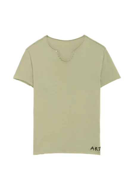 Tricou Zadig&voltaire cu guler henley verde