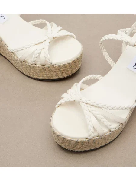 Espadrile Jimmy Choo din piele țesuți alb