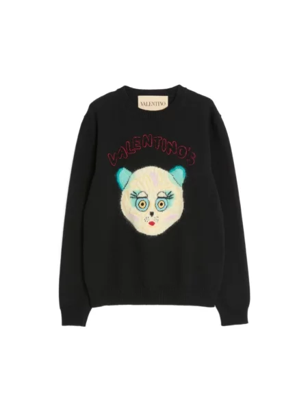 Lniany sweter Valentino czarny