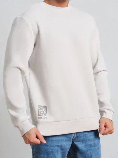 Sinsay Bluza crewneck z napisem kremowy