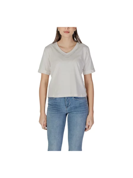 Koszulka z dekoltem v Liu Jo z dekoltem w serek biała