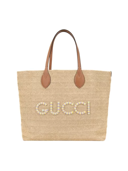 Shopperka Gucci skórzana beżowa