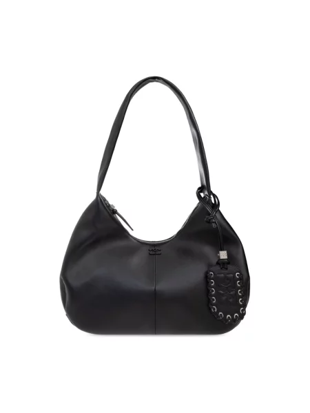 GANNI torebka skórzana Hobo Medium czarny