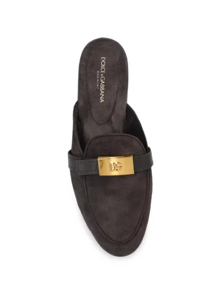 Szarvasbőr mules Dolce & Gabbana autogrammal barna