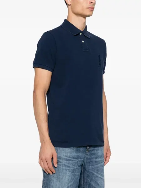 Fleecové zúžené polotričko Polo Ralph Lauren s výšivkou černé