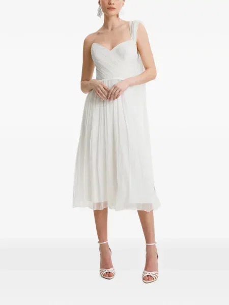 Rochie midi Framboise cu un umăr gol alb
