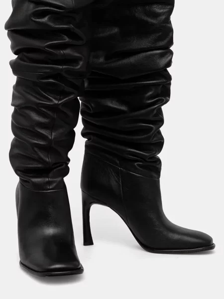 Кожаные сапоги Michael Michael Kors на шпильке черные