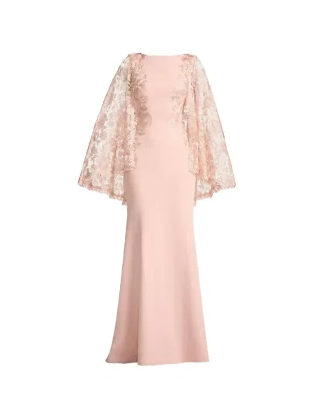 Sukienka Tadashi Shoji w kwiatki koronkowa garniturowa różowa