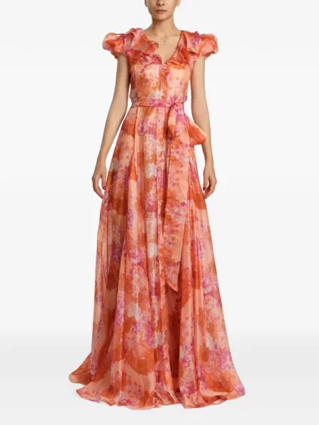 Rochie Miau By Clara Rotescu cu model floral cu imagine portocaliu
