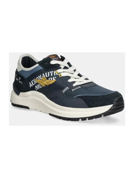Sneakersy Aeronautica Militare skórzane niebieskie