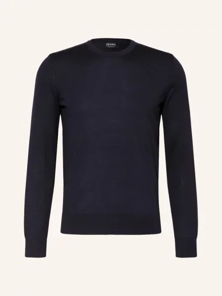 Zegna Kašmírový Svetr S Hedvábím tmavě modrá