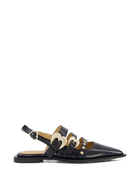 Γοβάκια Toral Shoes με αγκράφα με ανοιχτό τακούνι με μοτίβο καρδιά μαύρο