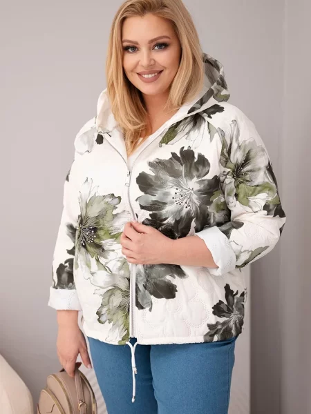 Geacă Kesi Włoski cu model floral negru