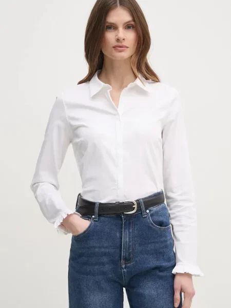 Mos Mosh cămașă femei bej cu guler clasic regular alb