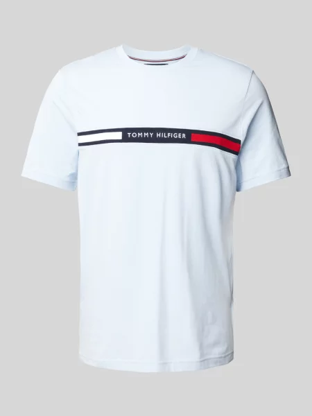 T-shirt o kroju regular fit z wyhaftowanym logo Tommy Hilfiger niebieska