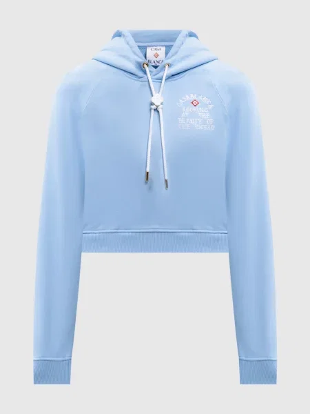 Укорочене худі з вишивкою Casablanca блакитне