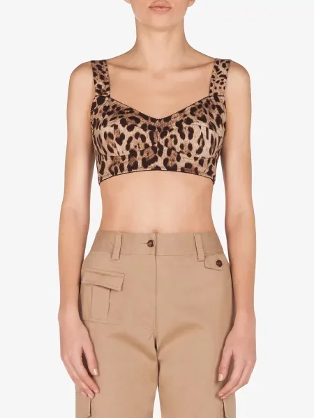Leopardí podprsenka Dolce & Gabbana s potiskem hnědá
