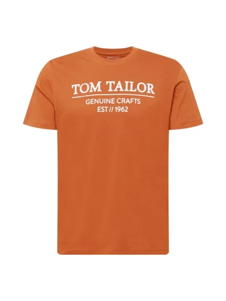 TOM TAILOR Tricou maro ruginiu alb