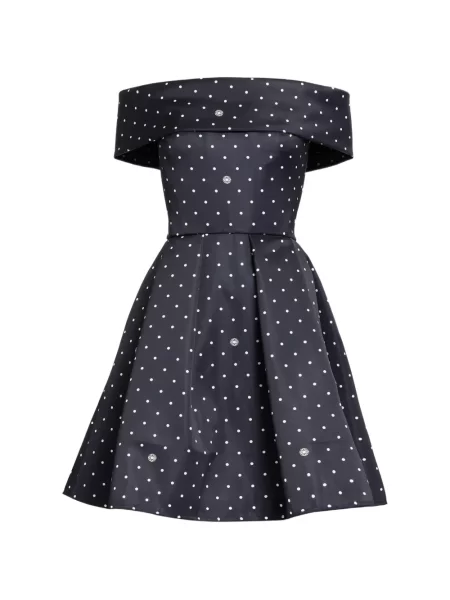 Rochie Elie Saab cu buline cu umerii deschiși albastru