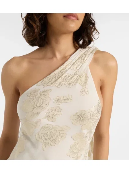 Rochie maxi Alexandra Miro de mătase de costum alb