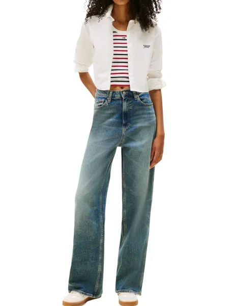 Tommy Jeans koszula slim z kołnierzykiem klasycznym biały