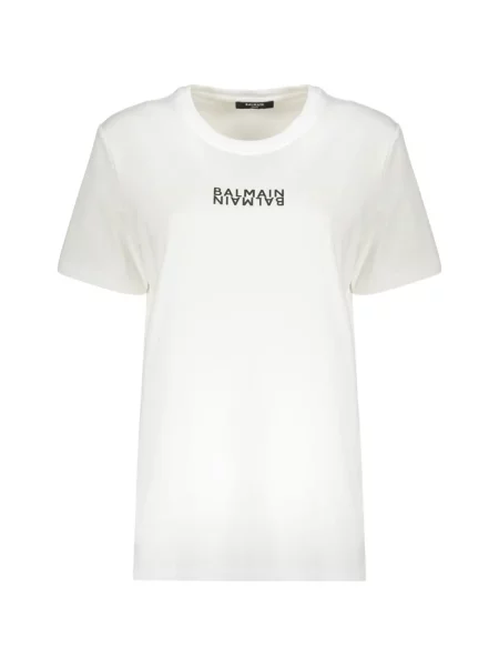 Tricou Balmain scurt cu autograf alb
