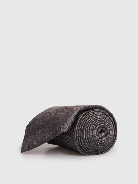 Краватка із шовку у візерунок Brunello Cucinelli сіра