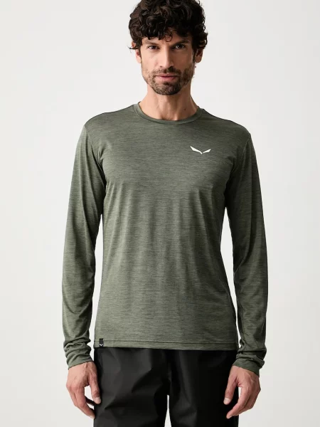 Tricou cu mânecă lungă Salewa melange verde