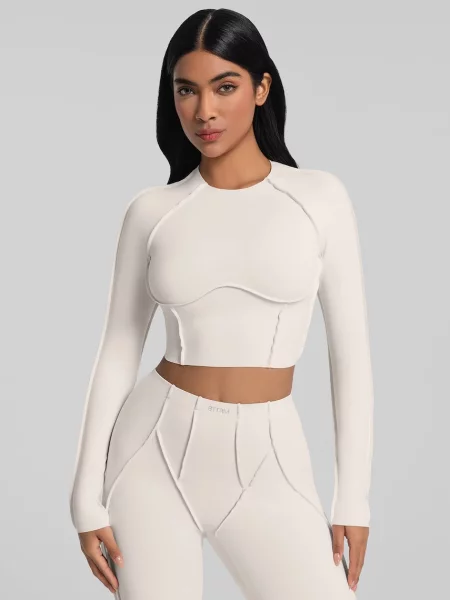 BetterMe longsleeve do jogi Contour Stitch Long beżowa