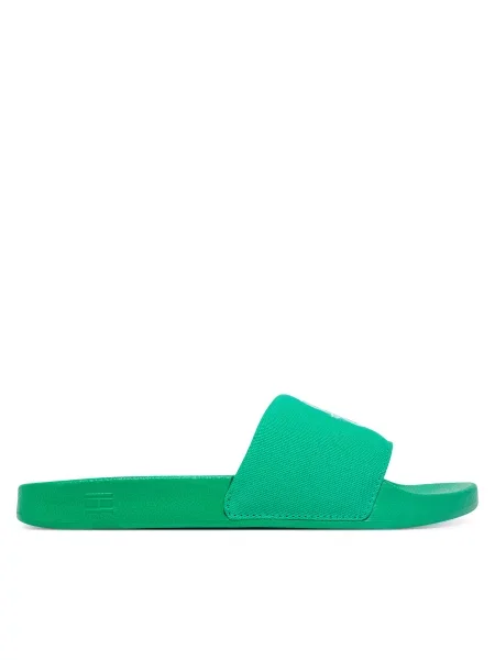 Natikači Tommy Hilfiger Th Script Pool Slide zelena