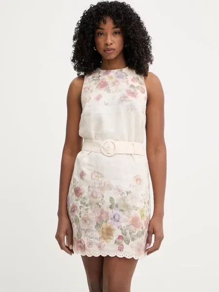 Twinset sukienka letnia lniana beżowa