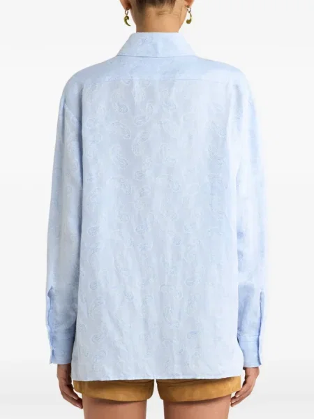Cămașă Etro cu model paisley din jacard albastru