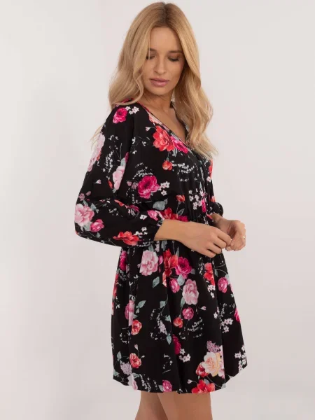 Rochie Fashionhunters cu model floral de costum negru