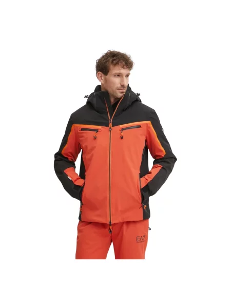 Emporio Armani kurtka narciarska Kitzbuhel Colorblock Logo pomarańczowa