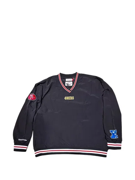 Pulover Mitchell & Ness cu decolteu în V cu autograf negru