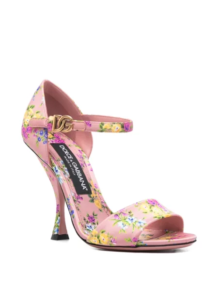 Gėlėtos sandalai Dolce & Gabbana su sagtimis rožinė