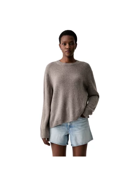 Sweter o kroju loose fit z czystej wełny Marc O'polo beżowy