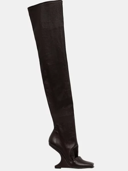 Шкіряні чоботи Rick Owens Lilies Cantilever 11 на танкетці коричневий