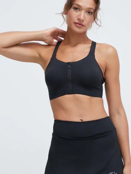 Спортен сутиен adidas Performance TLRD Impact Luxe с изчистен дизайн черно