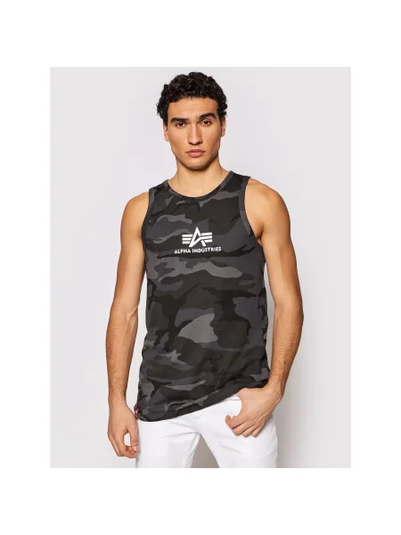 Alpha Industries Tank top marškinėliai Basci Camo Regular Fit pilka