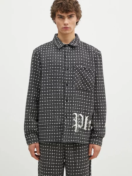 PLEASURES koszula z domieszką wełny Cross Work Shirt